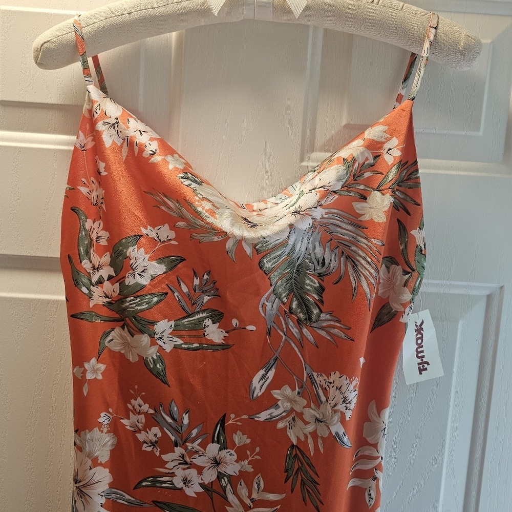 Floral Orange Sunmer Dress Size M - Picture 8 of 10